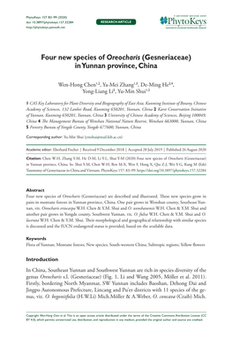 In Yunnan Province, China 83 Doi: 10.3897/Phytokeys.157.32284 RESEARCH ARTICLE Launched to Accelerate Biodiversity Research