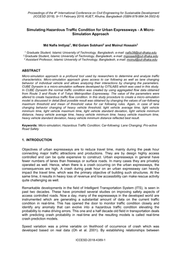 Simulating Hazardous Traffic Condition for Urban Expressways - a Micro- Simulation Approach