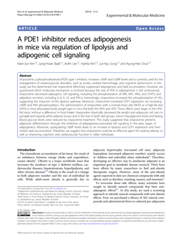 A PDE1 Inhibitor Reduces Adipogenesis in Mice Via Regulation