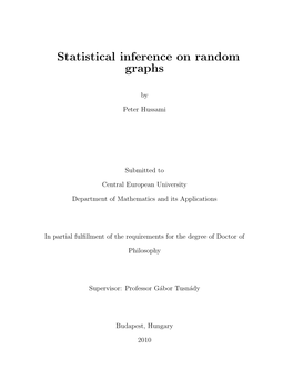 Statistical Inference on Random Graphs