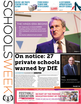 27 Private Schools Warned by Dfe