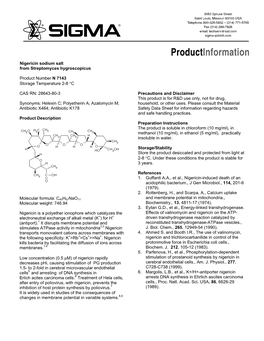 Nigericin Sodium Salt from Streptomyces Hygroscopicus