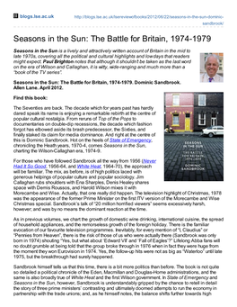 Seasons in the Sun: the Battle for Britain, 1974-1979