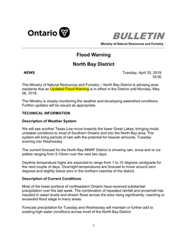 Flood Warning North Bay District