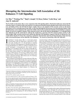 Signaling Self-Association of Itk Enhances T Cell Disrupting The