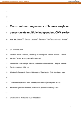 Recurrent Rearrangements of Human Amylase