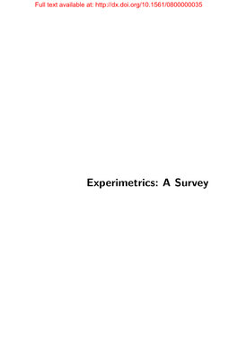 Experimetrics: a Survey Full Text Available At