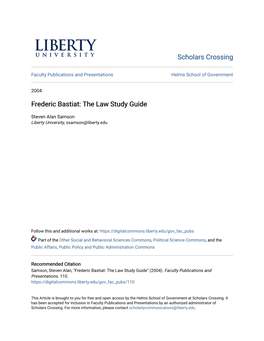 Frederic Bastiat: the Law Study Guide
