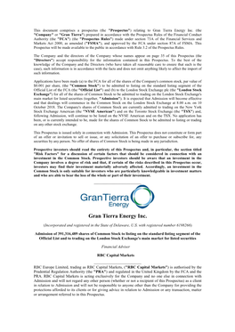 Gran Tierra Energy Inc