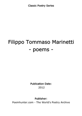 Filippo Tommaso Marinetti - Poems