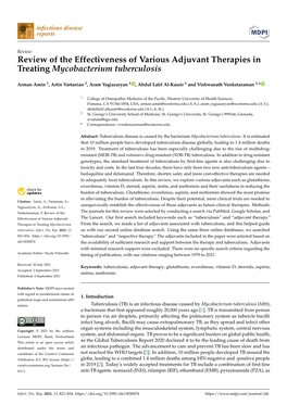 Review of the Effectiveness of Various Adjuvant Therapies in Treating Mycobacterium Tuberculosis