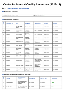 Centre for Internal Quality Assurance (2018-19)