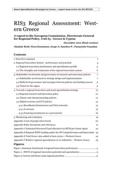 RIS3 Review Report Western Greece