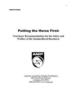 Veterinary Recommendations for the Safety and Welfare of the Standardbred Racehorse