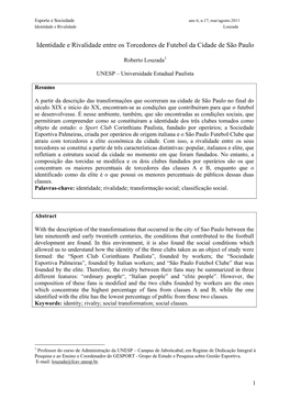 Identidade E Rivalidade Entre Dos Torcedores Do Futebol