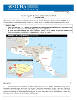 Honduras and Central America Floods 3 November 2008 This Situation