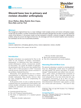 Glenoid Bone Loss in Primary and Revision Shoulder Arthroplasty