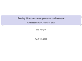 Porting Linux to a New Processor Architecture