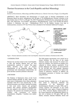 Thorium Occurrences in the Czech Republic and Their Mineralogy