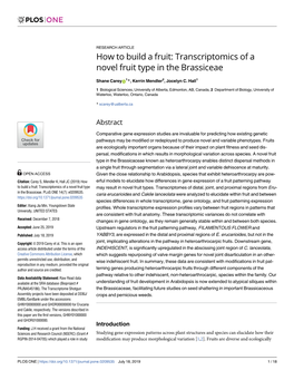 Transcriptomics of a Novel Fruit Type in the Brassiceae