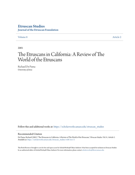 The Etruscans in California: a Review of the World of the Etruscans by Richard De Puma