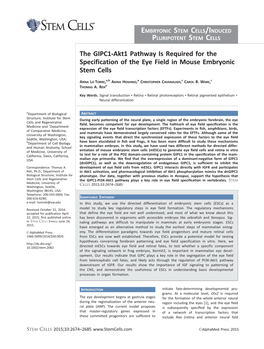 The GIPC1&#8208;Akt1 Pathway Is Required for the Specification of The