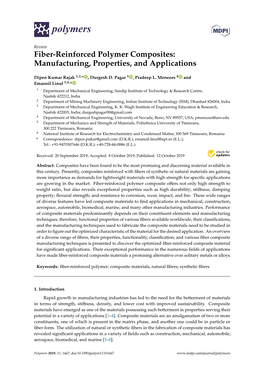 Fiber-Reinforced Polymer Composites: Manufacturing, Properties, and Applications