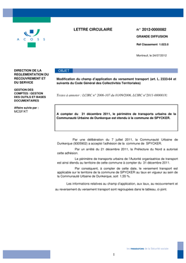 LETTRE CIRCULAIRE N° 20120000082 1