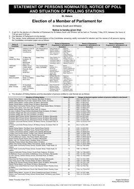 Statement of Persons Nominated & Notice of Poll & Situation of Polling Stations