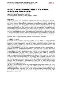 Models and Software for Corrugated Board and Box Design