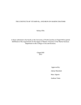 The Coeffects of Vitamin B12 and Iron on Marine Diatoms