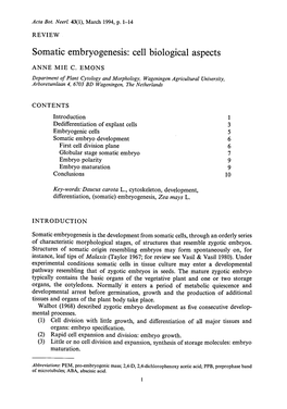 Embryogenesis: Cell Biological Aspects