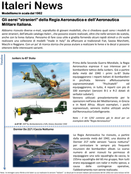 Italeri News Modellismo in Scala Dal 1962 Gli Aerei “Stranieri” Della Regia Aeronautica E Dell’Aeronautica Militare Italiana