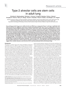 Type 2 Alveolar Cells Are Stem Cells in Adult Lung Christina E