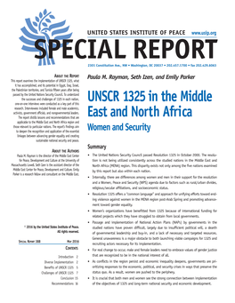 UNSCR 1325 in the Middle East and North Africa. Women And