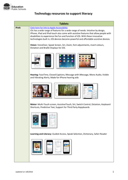 Technology Resources to Support Literacy