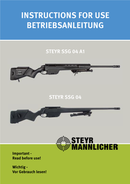 Instructions for Use Betriebsanleitung