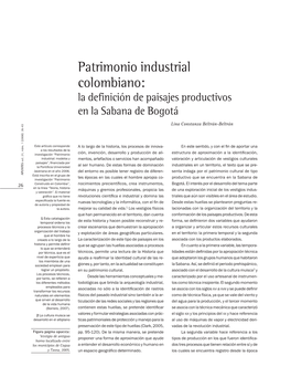 Patrimonio Industrial Colombiano: La Definición De Paisajes Productivos En La Sabana De Bogotá
