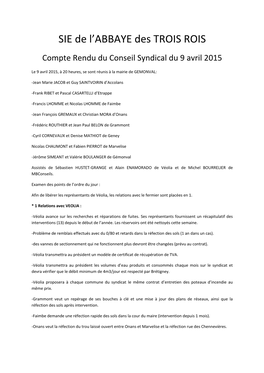 Compte Rendu Syndical Du 09 Avril 2015
