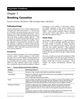 Chapter 7 Smoking Cessation Kristine Petrasko, Bscpharm, CRE and Manjit Bains, Bscpharm