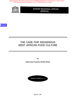 The Case for Indigenous West African Food Culture; BREDA Series; Vol.:9