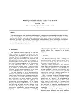 Anthropomorphism and the Social Robot Brian R