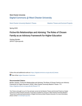 Fictive Kin Relationships and Advising: the Roles of Chosen Family As an Advisory Framework for Higher Education