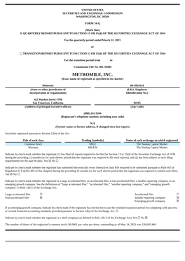 METROMILE, INC. (Exact Name of Registrant As Specified in Its Charter)