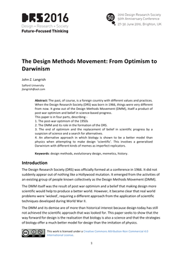 The Design Methods Movement: from Optimism to Darwinism