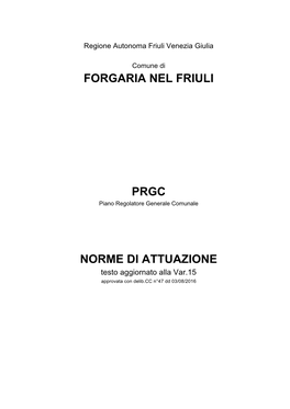 Forgaria Nel Friuli PRGC - Norme Di Attuazione
