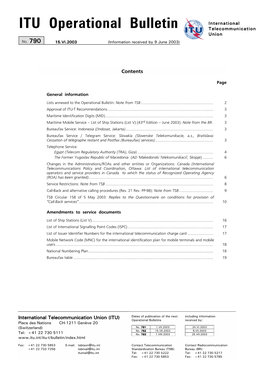 ITU Operational Bulletin No. 790 – 3
