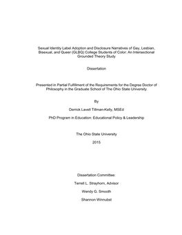 Sexual Identity Label Adoption and Disclosure Narratives of Gay, Lesbian, Bisexual, and Queer (GLBQ) College Students of Color