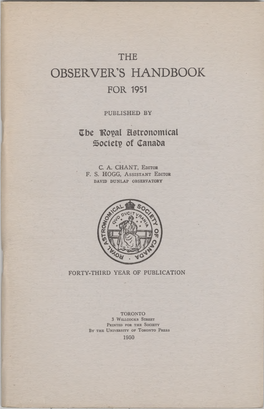 The Observer's Handbook for 1951