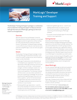 Marklogic® Developer Training and Support
